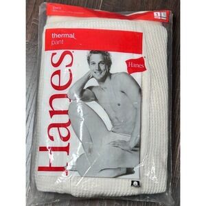 VTG 2006 Hanes Mens Thermal Pants Waffle Knit Long Johns White Large WM02-EC